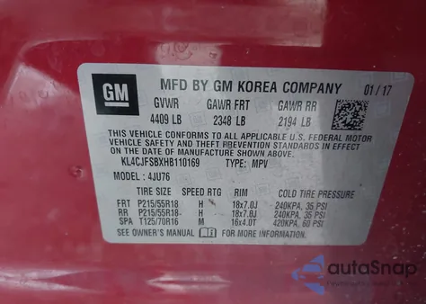 2017 Buick Encore Preferred Ii from USA, damaged, VIN KL4CJFSBXHB110169